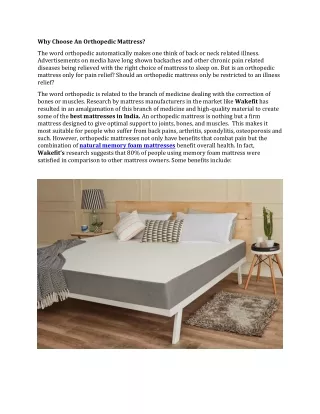why choose an orthopedic mattress