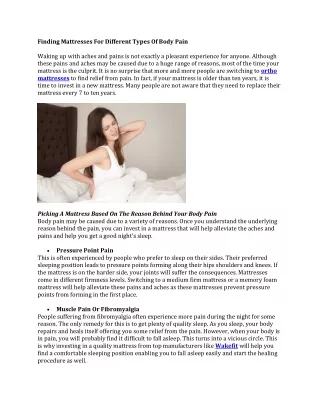 finding mattresses for different types of body