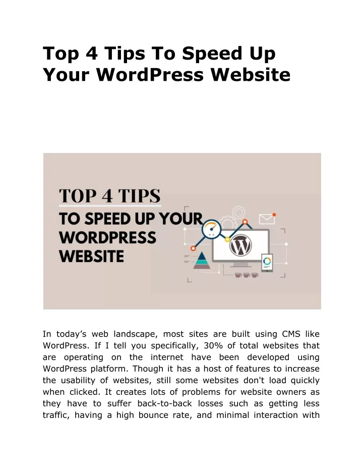 top 4 tips to speed up your wordpress website