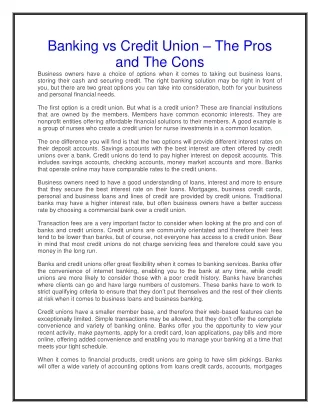 banking vs credit union the pros and the cons