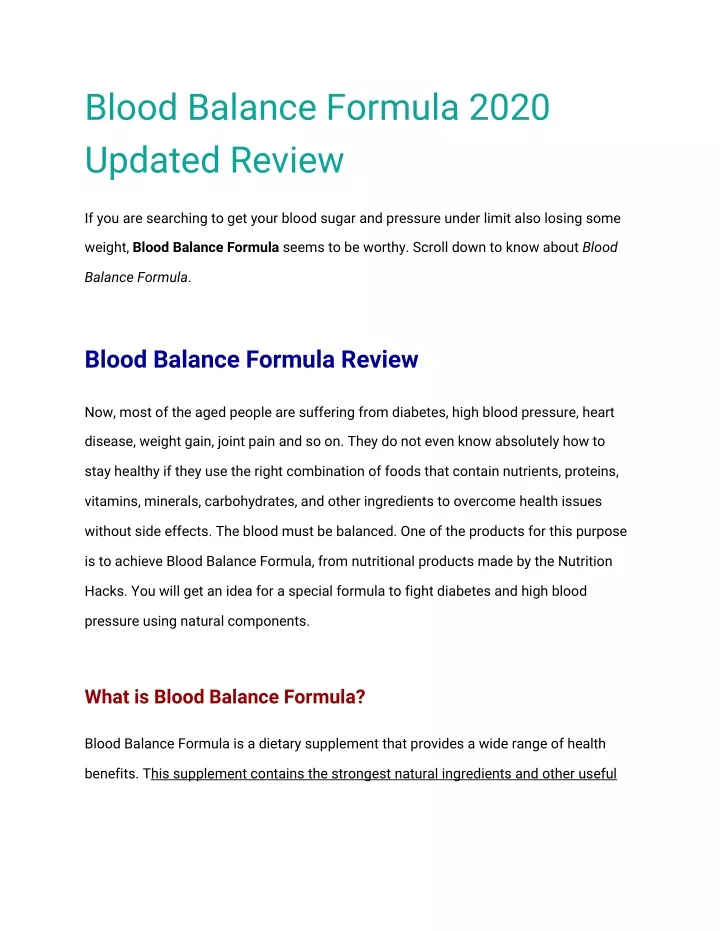 blood balance formula 2020 updated review
