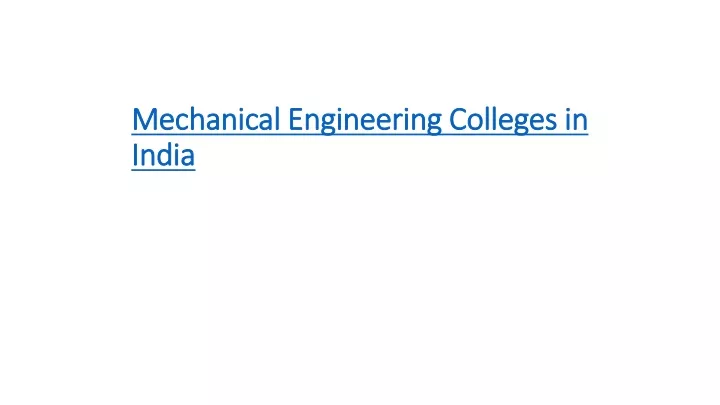 mechanical engineering colleges in india