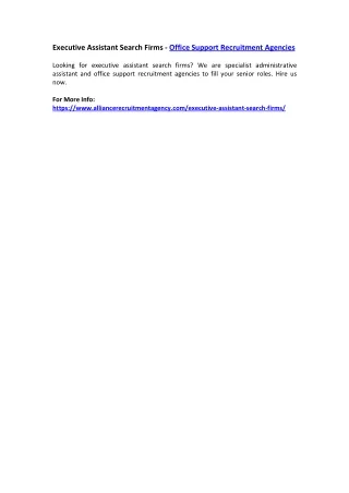 executive assistant search firms office support