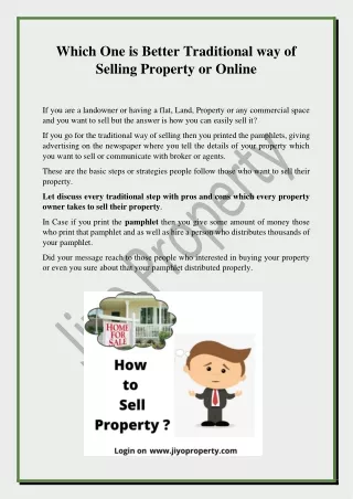 Traditional way of Selling Property vs Online