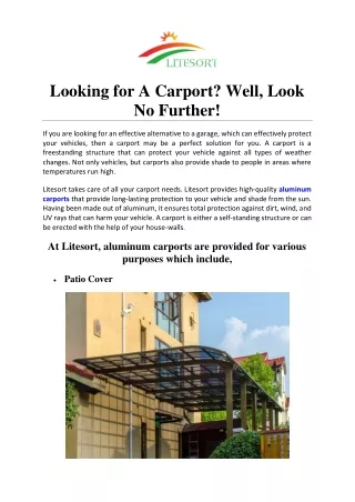 Looking for A Carport? Well, Look No Further!