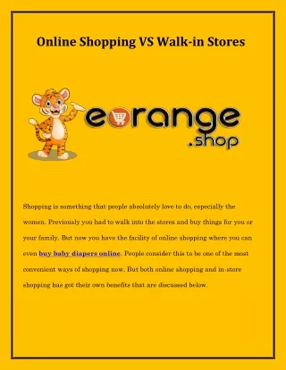 Online Shopping VS Walk-in Stores