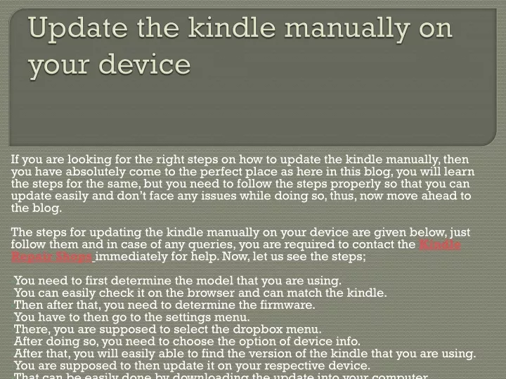 update the kindle manually on your device