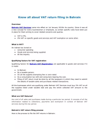 Know all about VAT return filing in Bahrain