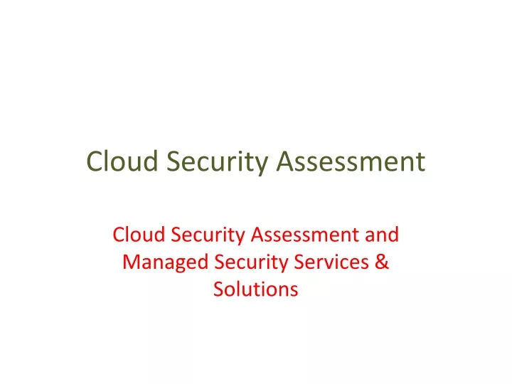 cloud security assessment