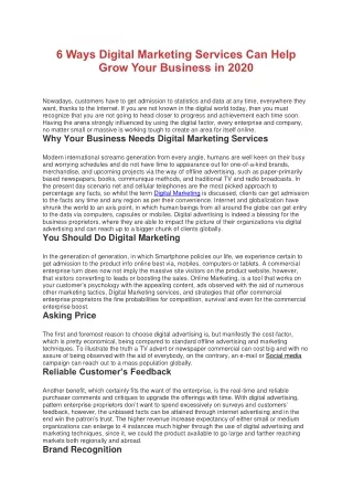 6 Ways Digital Marketing Services Can Help Grow Your Business in 2020