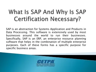 What Is SAP And Why Is SAP Certification Necessary?