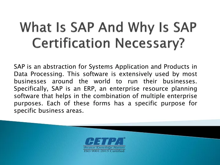 what is sap and why is sap certification necessary