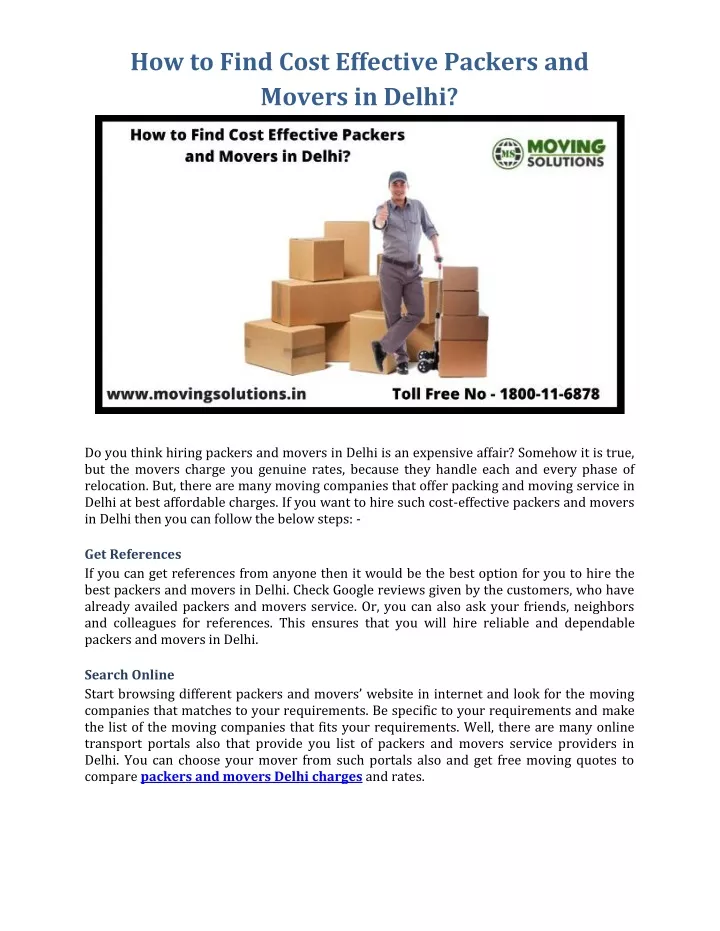 how to find cost effective packers and movers