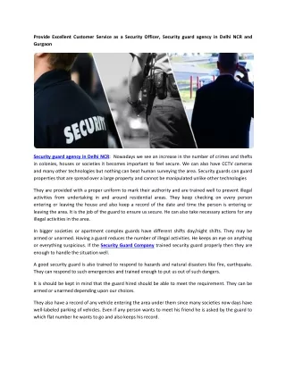 provide excellent customer service as a security