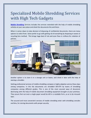 Specialized Mobile Shredding Services with High Tech Gadgets