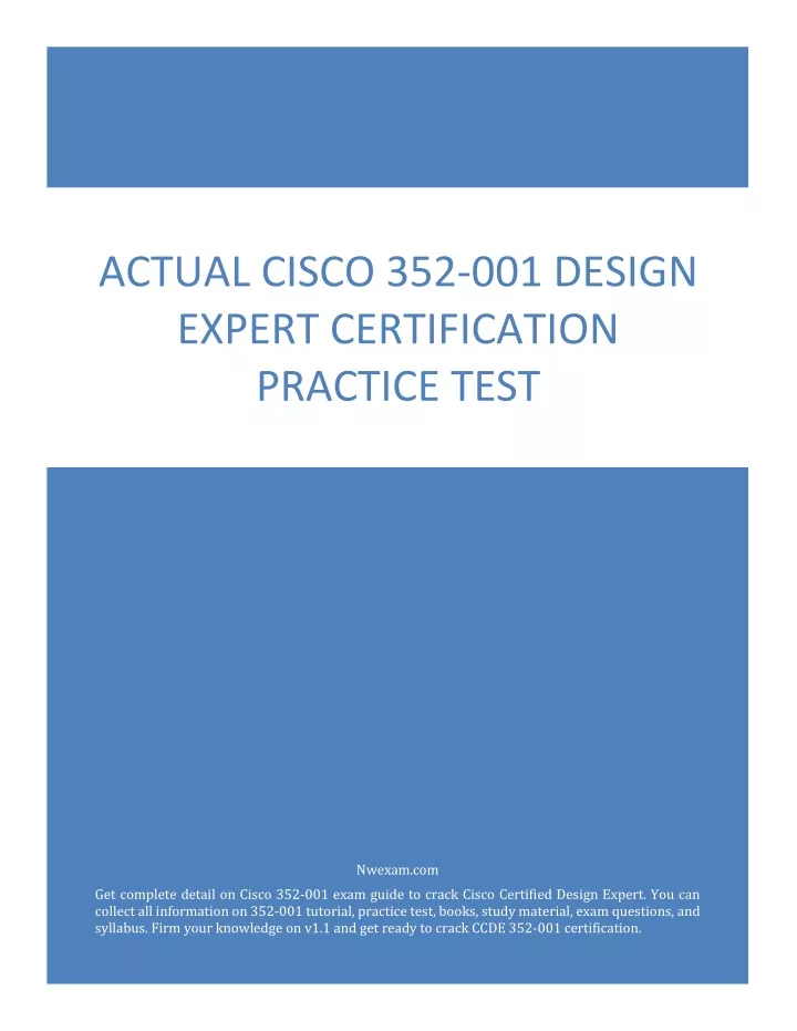 actual cisco 352 001 design expert certification