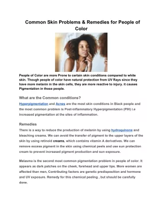 common skin problems remedies for people of color