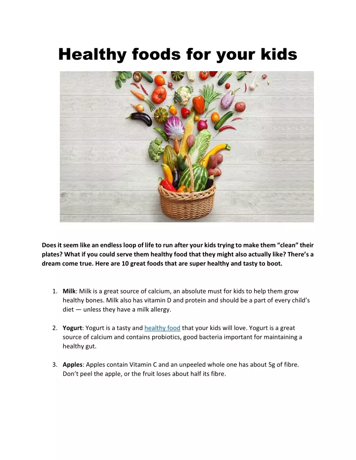 healthy foods for your kids
