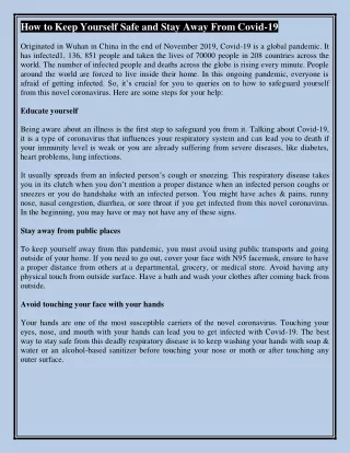 how to keep yourself safe and stay away from