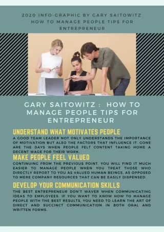 2020 Info-graphic by Gary Saitowitz How To Manage People Tips for Entrepreneur