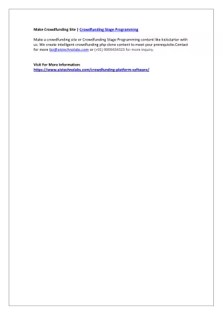 make crowdfunding site crowdfunding stage