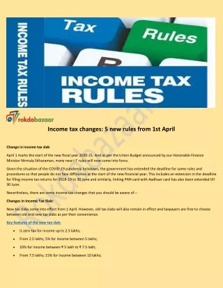 income tax changes 5 new rules from 1st april
