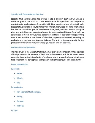 specialty malt enzyme market specialty malt
