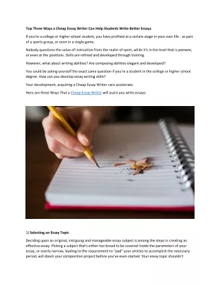 top three ways a cheap essay writer can help