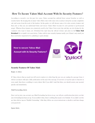 How To Secure Yahoo Mail Account With Its Security Features?