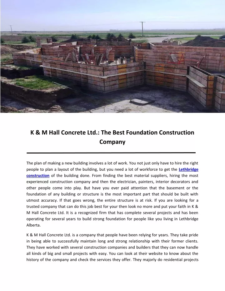 k m hall concrete ltd the best foundation