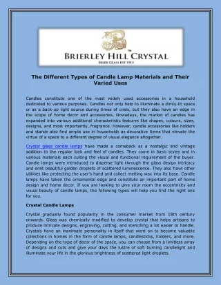 the different types of candle lamp materials