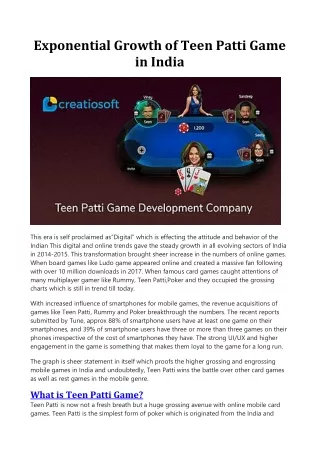exponential growth of teen patti game in india