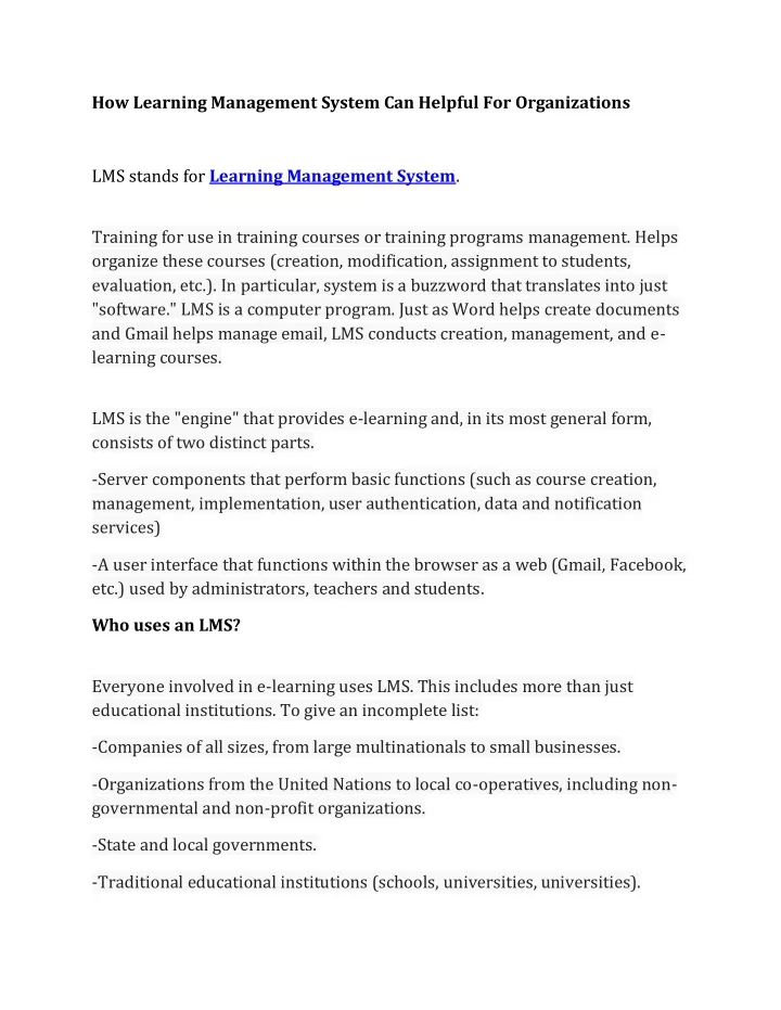 how learning management system can helpful