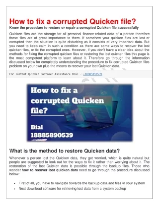 how to fix a corrupted quicken file know
