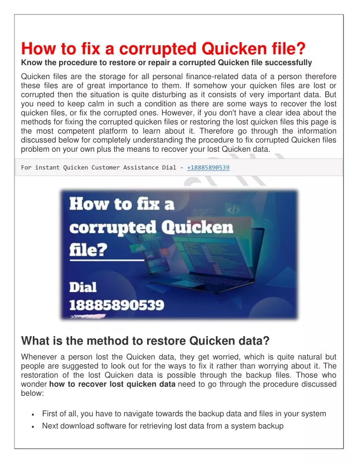 how to fix a corrupted quicken file know