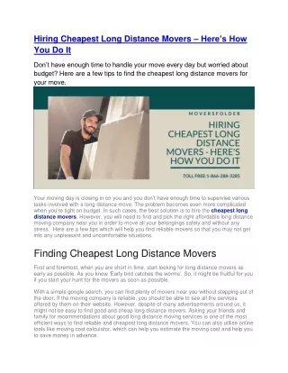 hiring cheapest long distance movers here