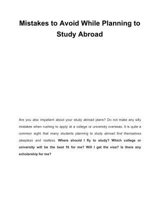 Mistakes to Avoid While Planning to Study Abroad