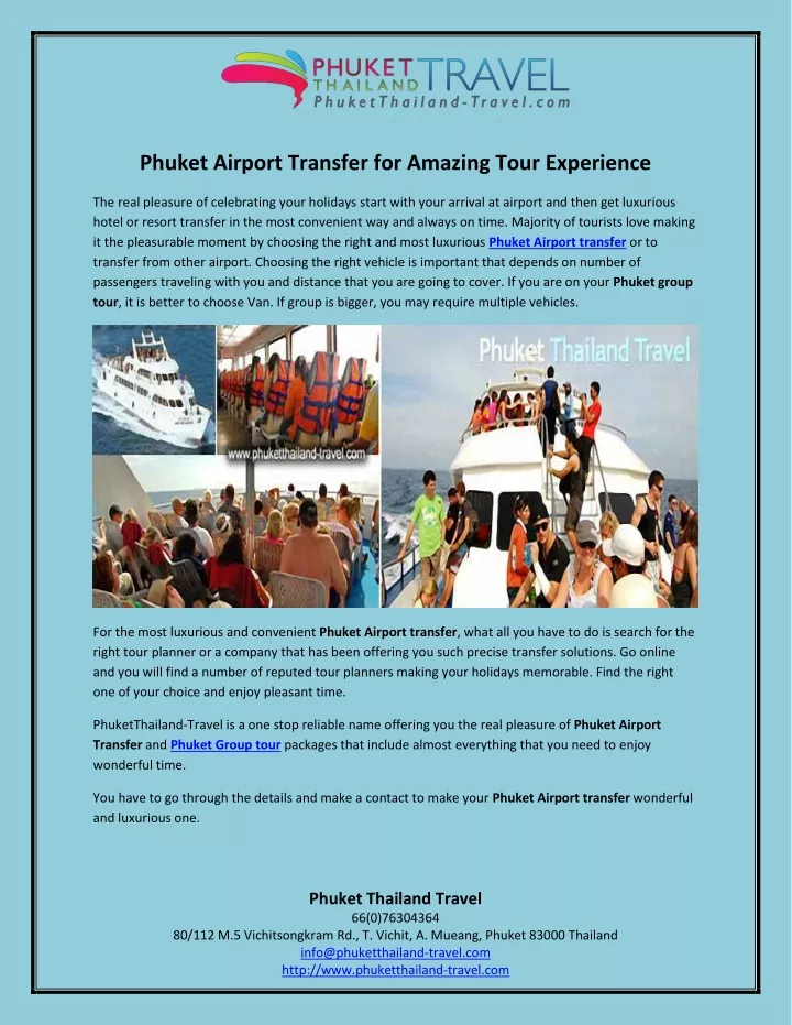 phuket airport transfer for amazing tour