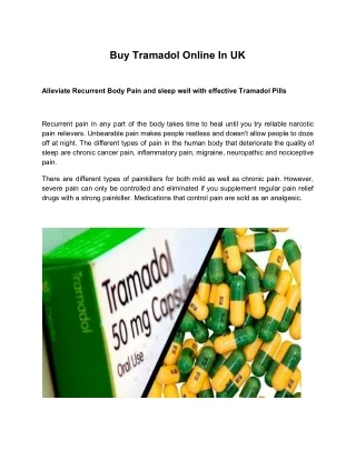 Buy Tramadol Online In UK