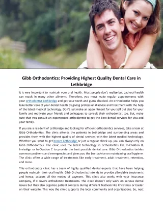 gibb orthodontics providing highest quality