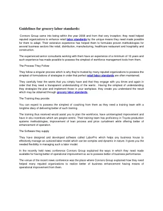 guidelines for grocery labor standards