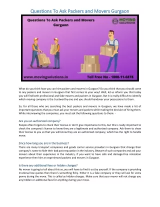 questions to ask packers and movers questions
