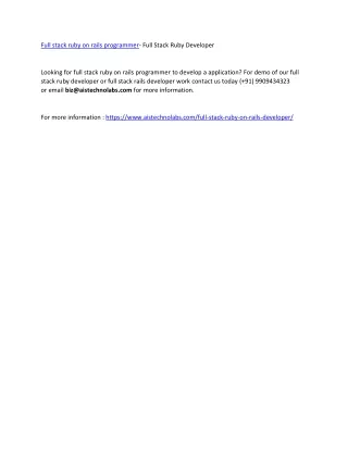 full stack ruby on rails programmer full stack
