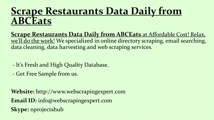 scrape restaurants data daily from abceats