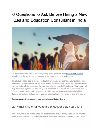 6 Questions to Ask Before Hiring a New Zealand Education Consultant in India