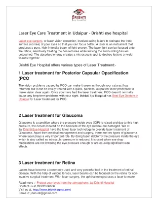 laser eye care treatment in udaipur drishti