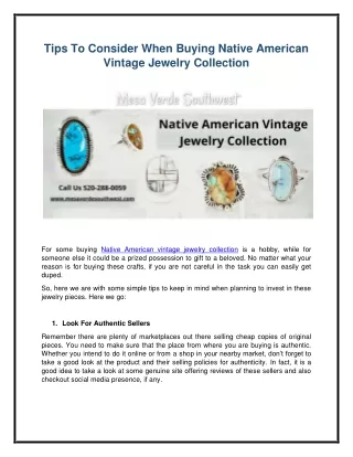 Tips To Consider When Buying Native American Vintage Jewelry Collection