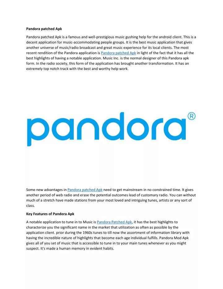 pandora patched apk