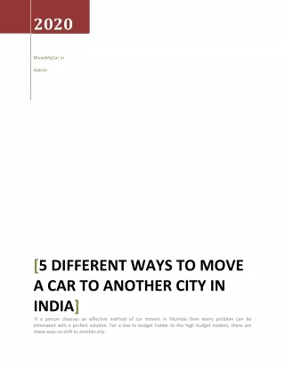 5 Different Ways to Move a Car to Another City in India