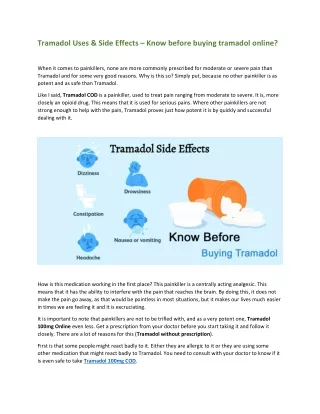 tramadol uses side effects know before buying